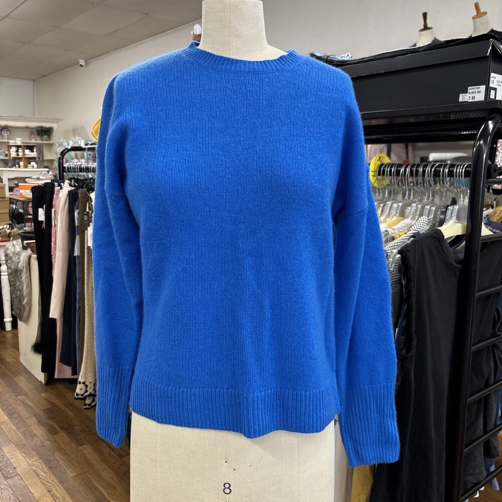 Aqua Cashmere Sweater Blue Crew Neck Pullover